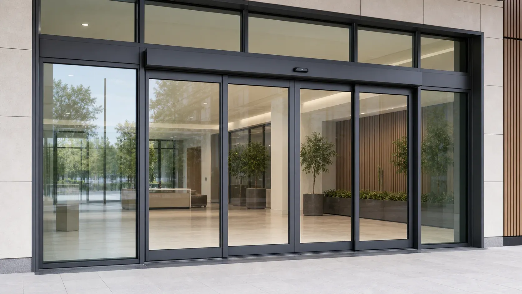 Automatic sliding doors fabricated by Kingsland Fabrications