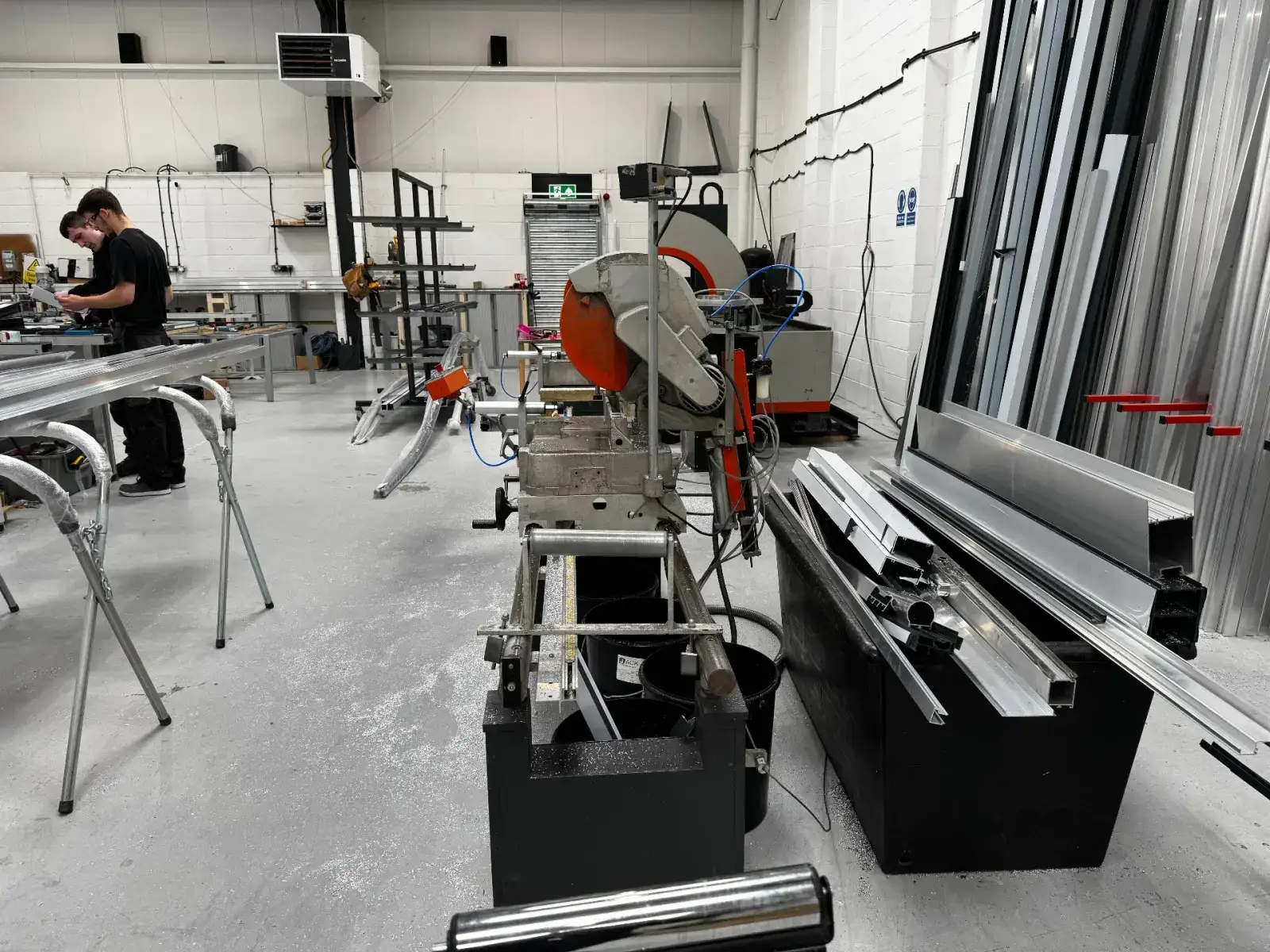 Aluminium profiles and frames being fabricated in the Kingsland Warrington workshop